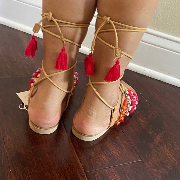 COPY - Anthropology Barbara barbieri tassel Pom lace Gladiator Sandal - Picture 13 of 16